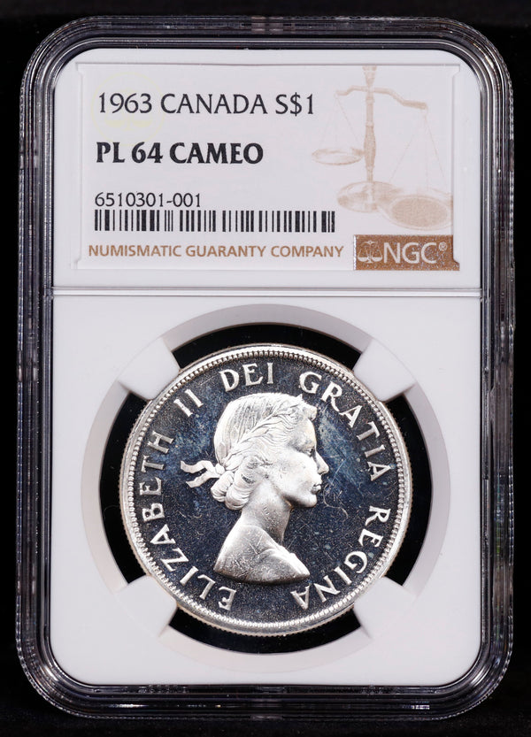 1963 Canada Silver Dollar S$1 NGC PL64 Cameo
