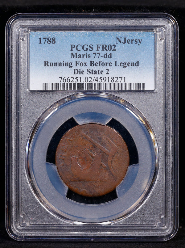 1788 NJ New Jersey Maris 77-dd Running Fox Before Legend Die State 2 PCGS FR02