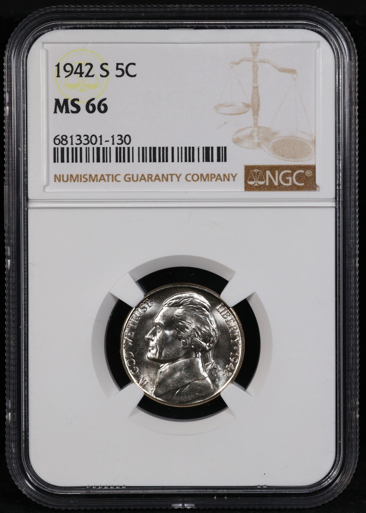 1942-S Jefferson Nickel 5c MS66 NGC