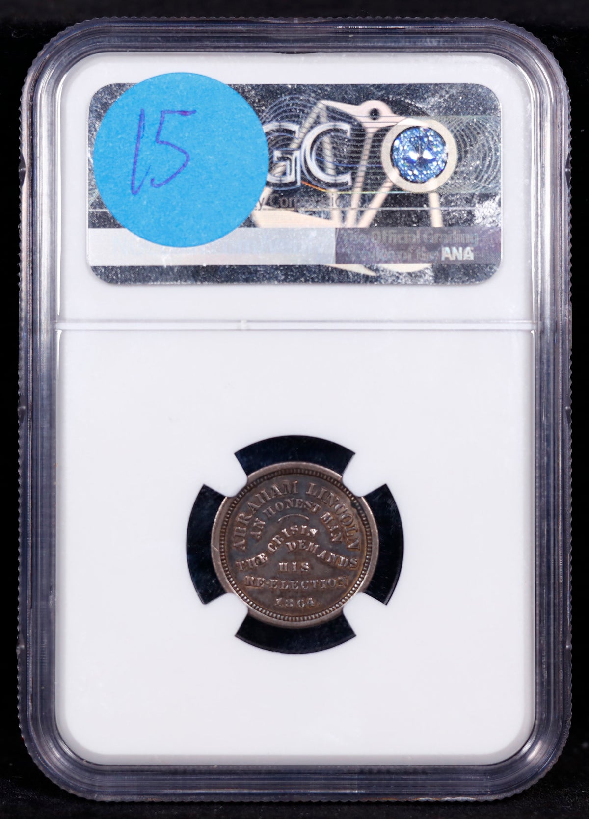 NGC 1864 Lincoln Political Campaign Medalet. By Anthony C. Paquet. Cunningham 3-420S, King-111, DeWitt AL 1864-70, Julian PR-35. Silver AU55
