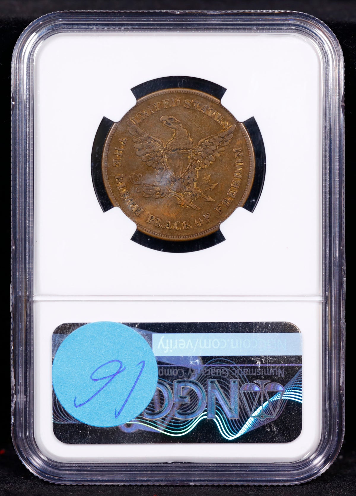 Undated Brass 28mm Louis Kossuth Bust Left Birthplace of Freedom NGC XF Details Environmental Damage