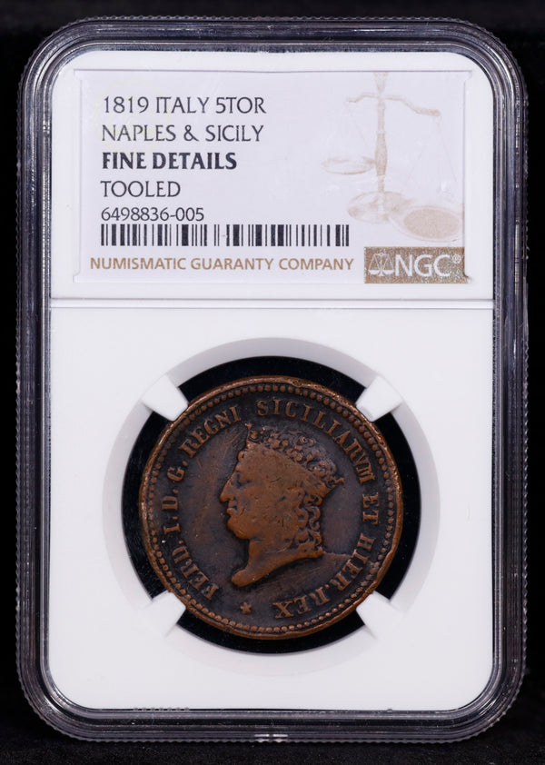 1819 Italy Stor Naples & Sicily NGC Fine Details