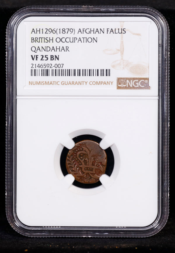 AH1296(1879) Afghan Falus British Occupation Qandahar NGC VF25 BN