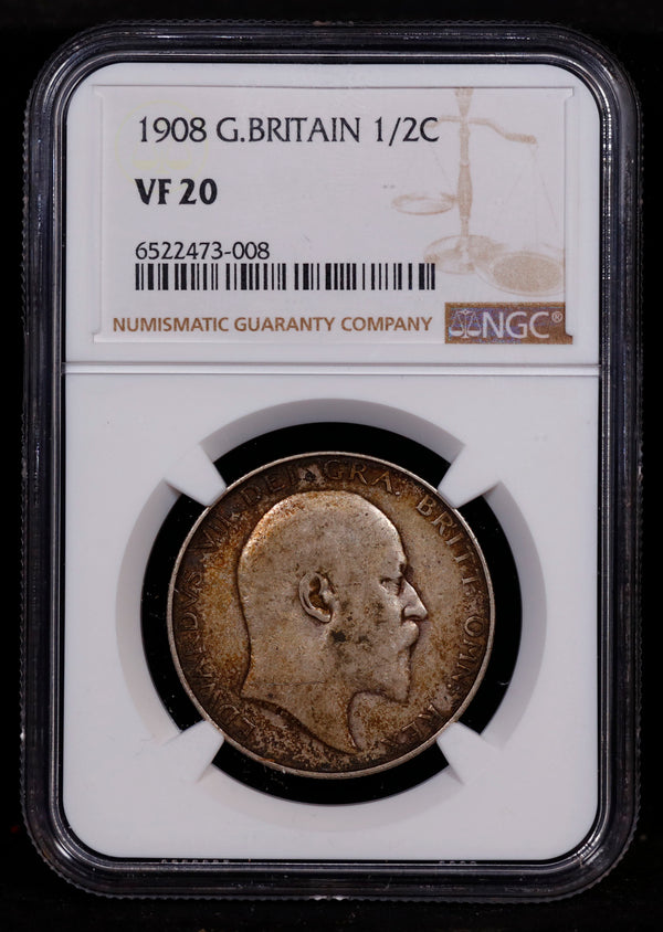 1908 Great Britain 1/2 Crown NGC VF20