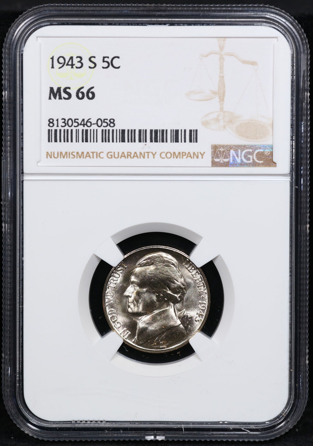 1943-S Jefferson Nickel 5c MS66 NGC