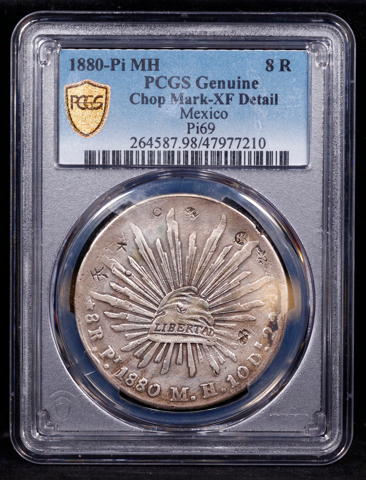 1880-Pi MH Mexico 8R Real PCGS XF Detail-Chop Mark Pi69