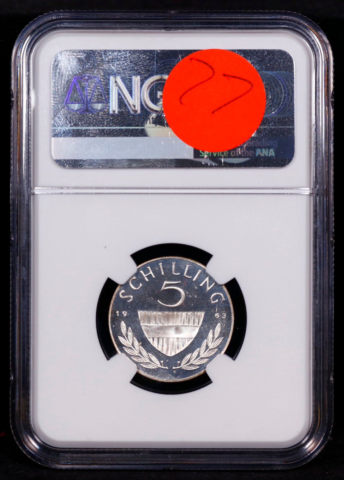 TOP POP! NGC 1963 Austria 5S Schilling NGC Proof 66