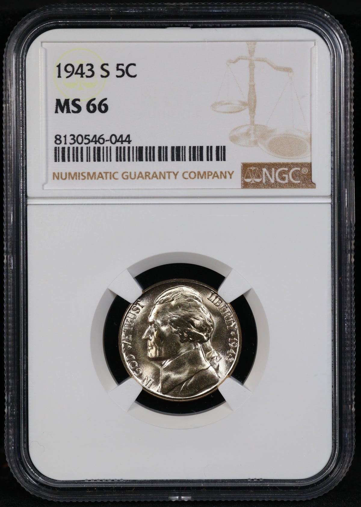 1943-S Jefferson Nickel 5c MS66 NGC